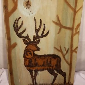 Deer Wood Burned Painting